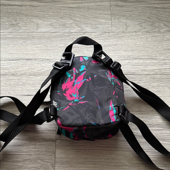 Adidas Black Mini Backpack Bag with Pink and Teal Pattern - Picture 4 of 8